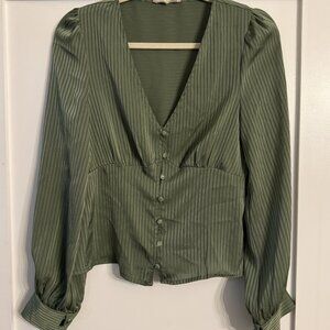 Promesa Green Silk Blouse